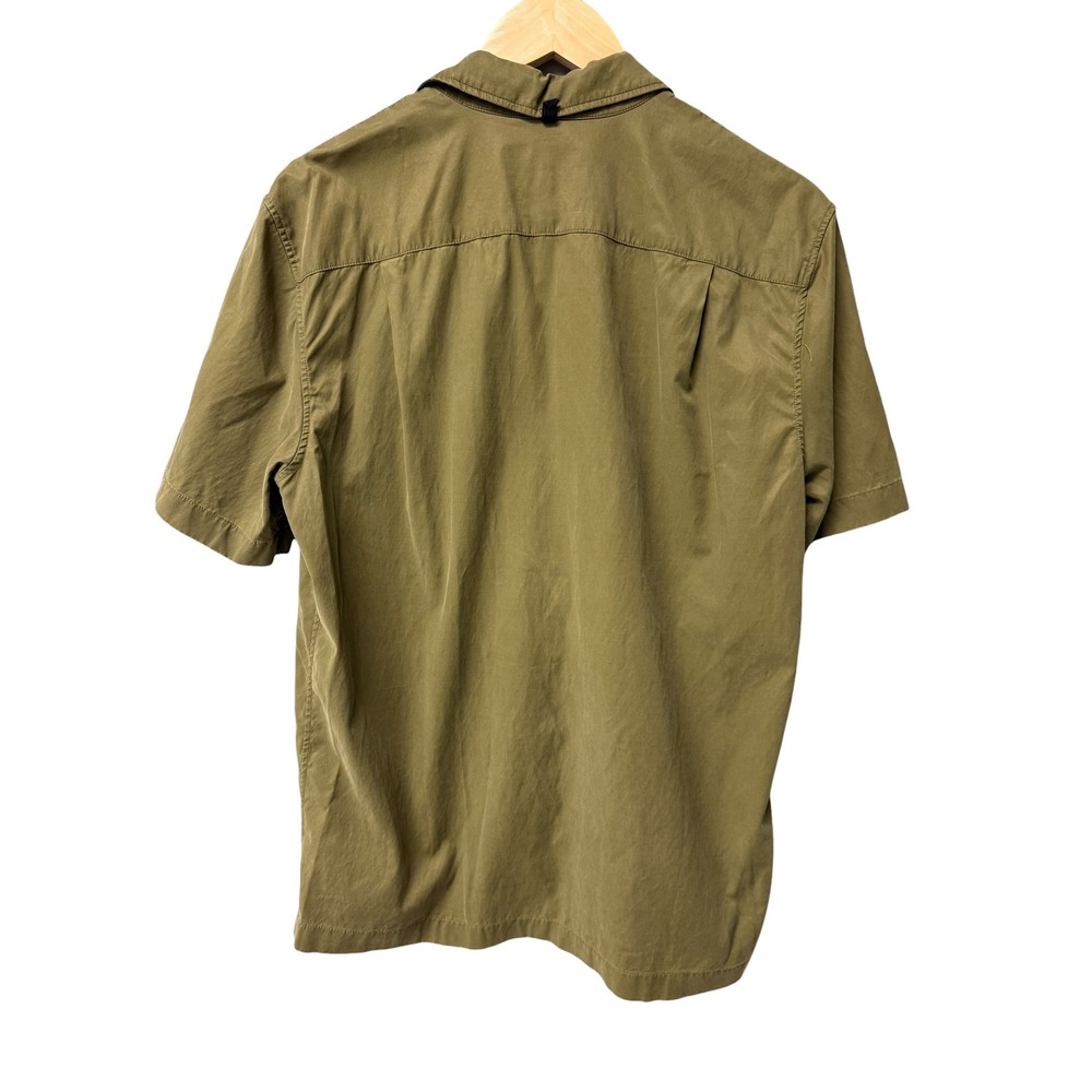 Rag & Bone Loop Collar Olive Green Short Sleeve Button Up Shirt USA Made Retro - Picture 2 of 6